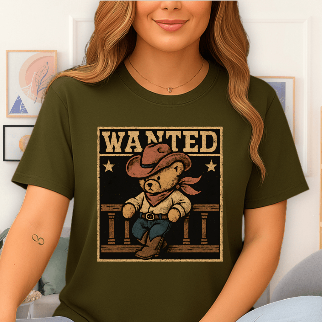Cool Teds Teddy-Bear Wanted Bear T-Shirt Military Green / S