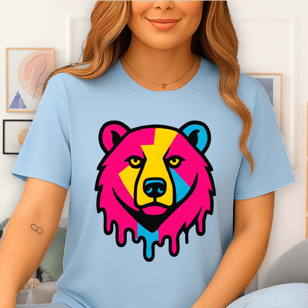 Cool Teds Teddy-Bear Pop Art Bear T-Shirt Light Blue / S
