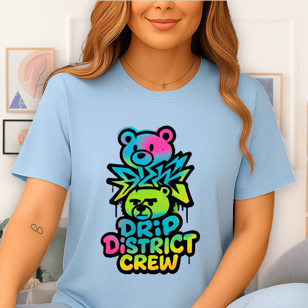 Cool Teds Teddy-Bear The Neon Crew T-Shirt Light Blue / S