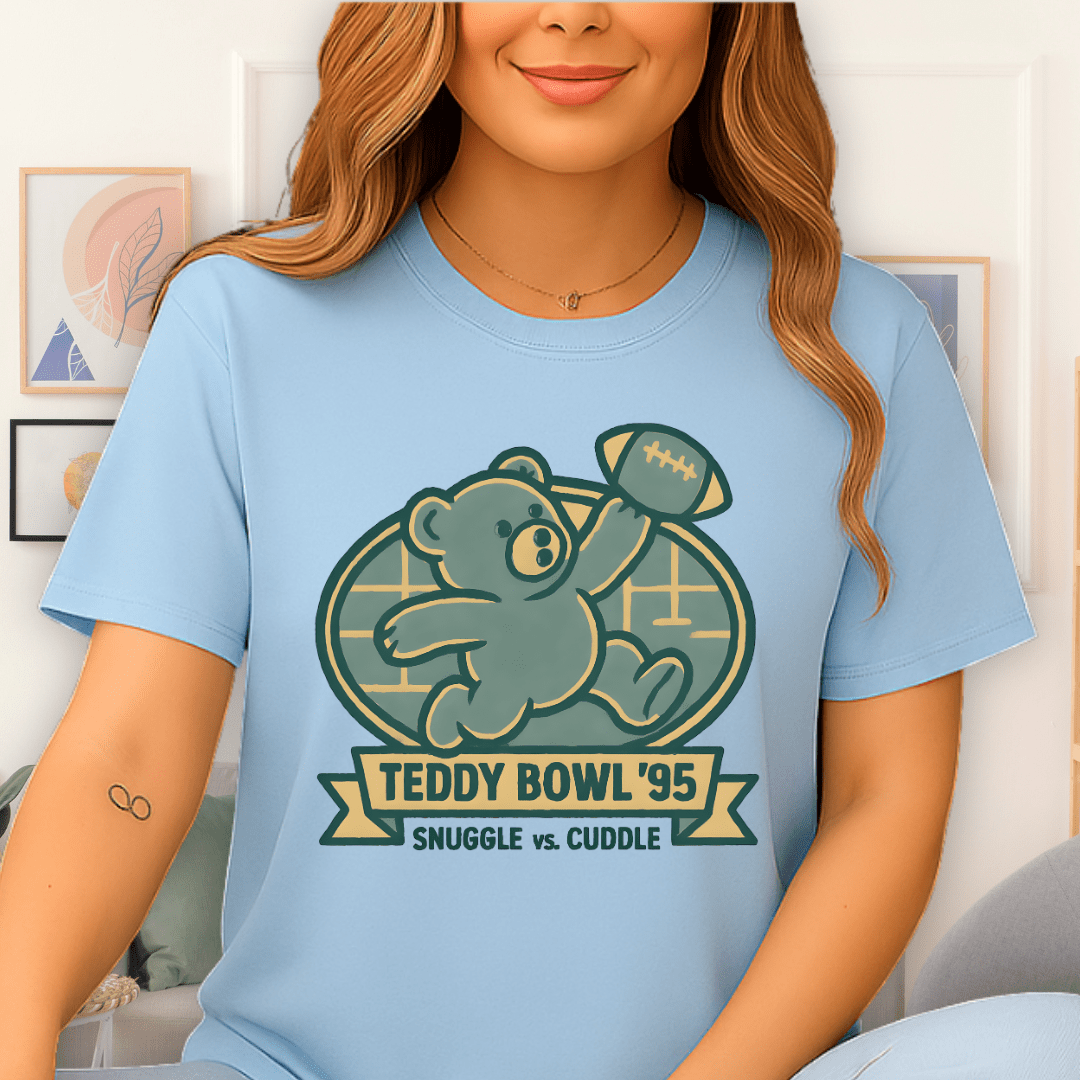 Cool Teds Teddy-Bear Teddy Bowl T-Shirt Light Blue / S