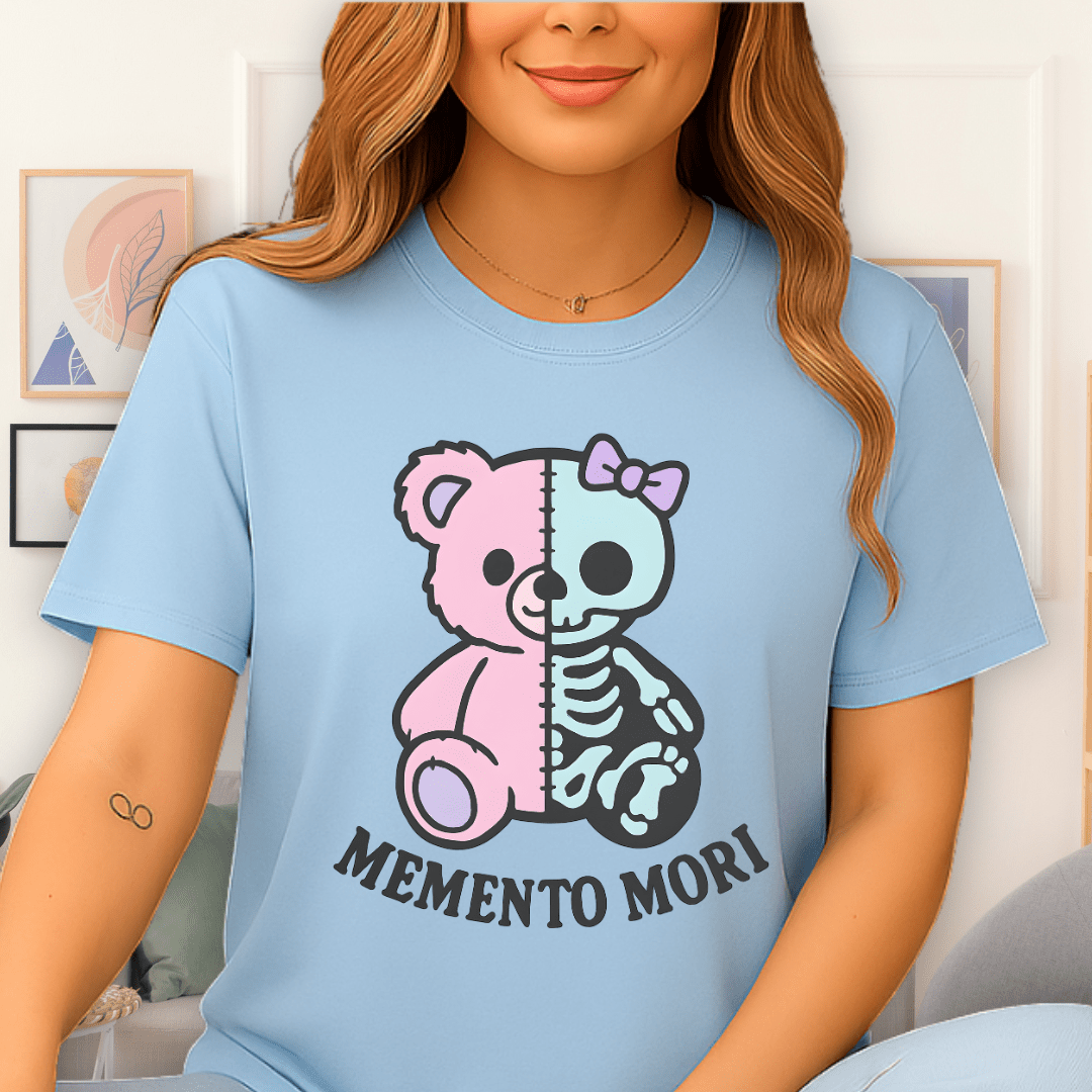 Cool Teds Teddy-Bear Memento Mori T-Shirt Light Blue / S