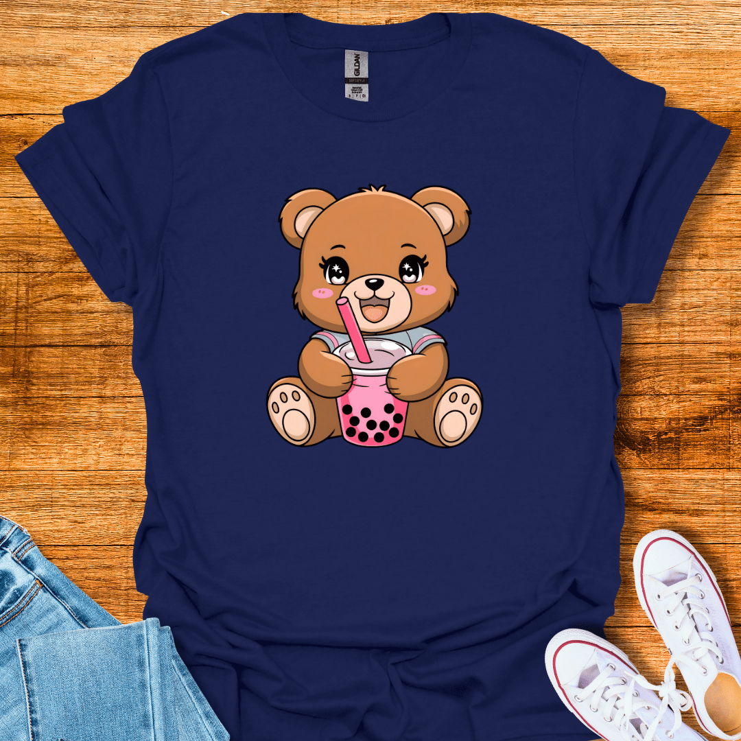 Cool Teds Teddy-Bear Bubble Tea Girl T-Shirt Navy / S