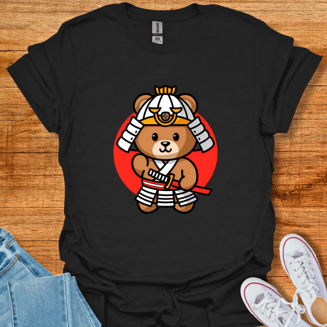 Cool Teds Teddy-Bear Happy Samurai T-Shirt Black / S