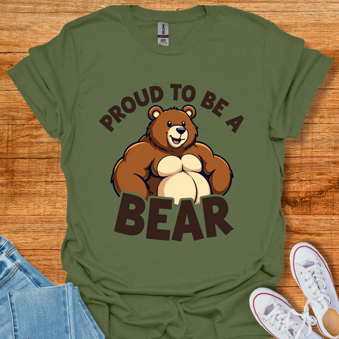 Cool Teds Teddy-Bear Proud Bear T-Shirt Military Green / S