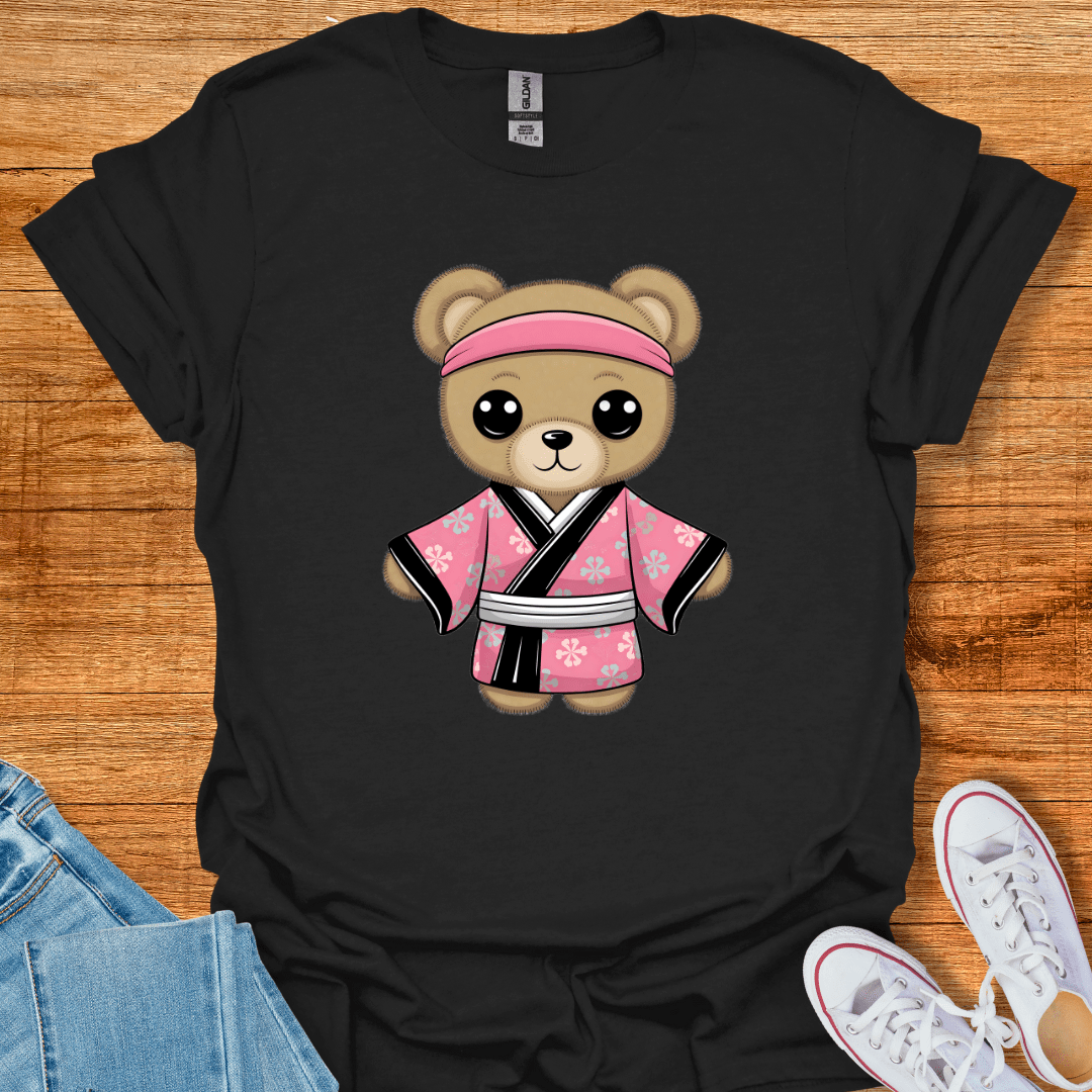 Cool Teds Teddy-Bear Kimono Girl T-Shirt Black / S