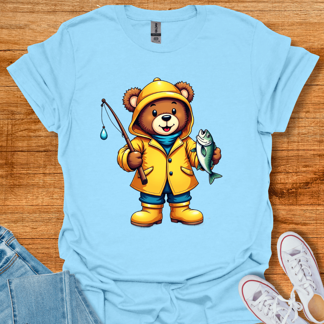 Cool Teds Teddy-Bear Fisherman T-Shirt Light Blue / S
