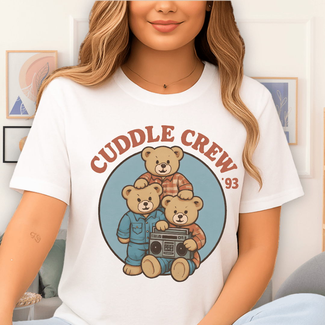 Cool Teds Teddy-Bear Cuddle Crew T-Shirt White / S