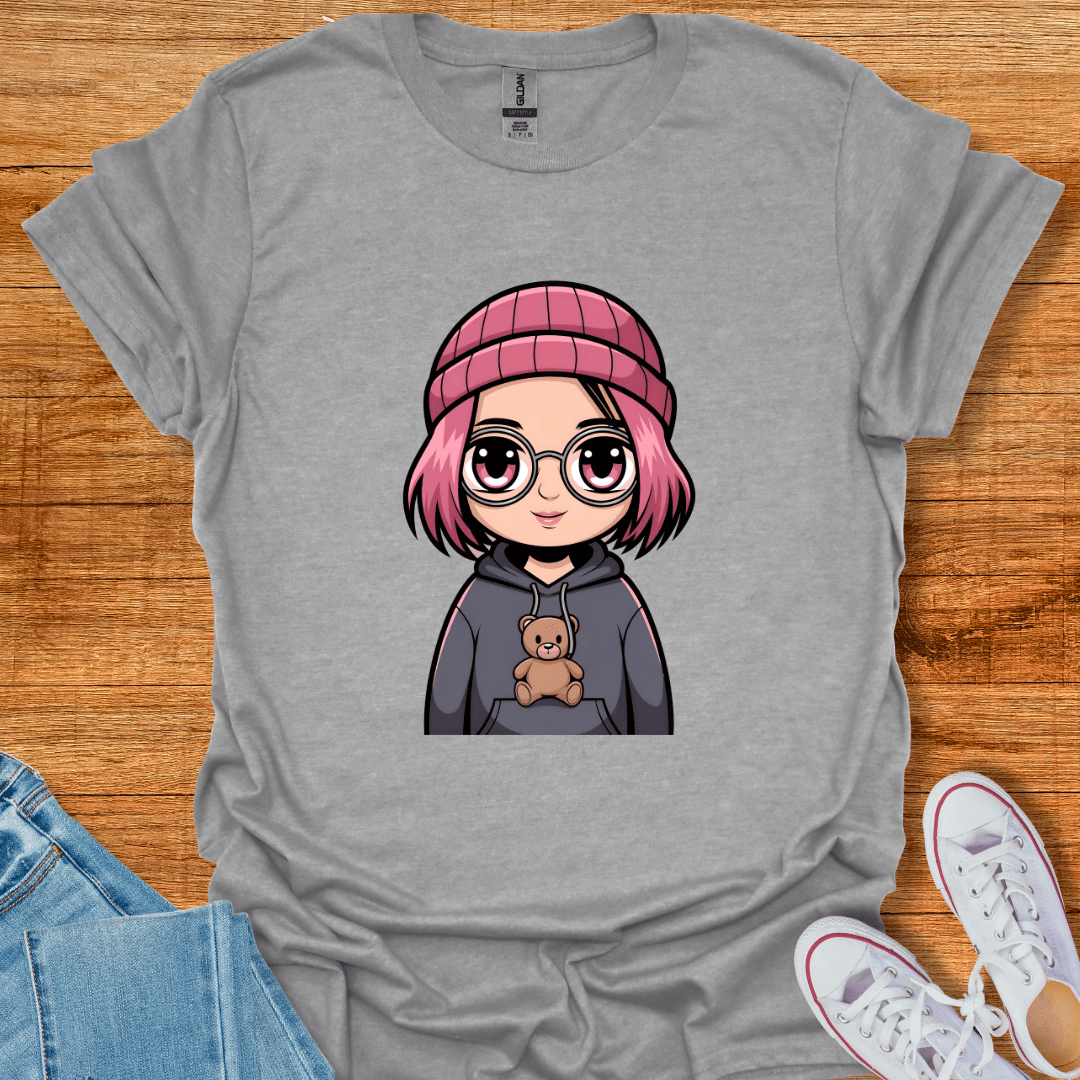 Cool Teds Teddy-Bear Beanie Girl T-Shirt Sport Grey / S