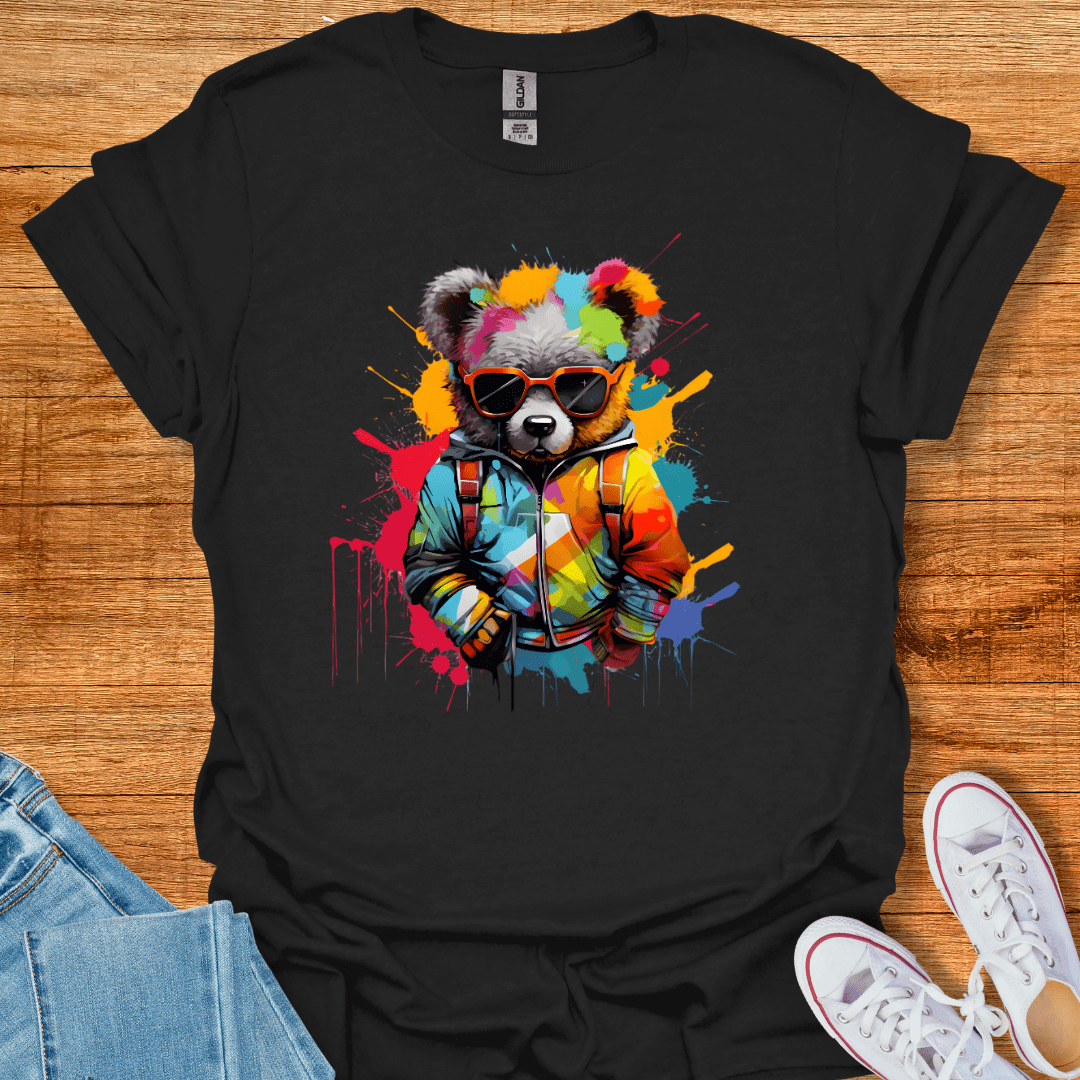Cool Teds Teddy-Bear Splash Bear T-Shirt Black / S