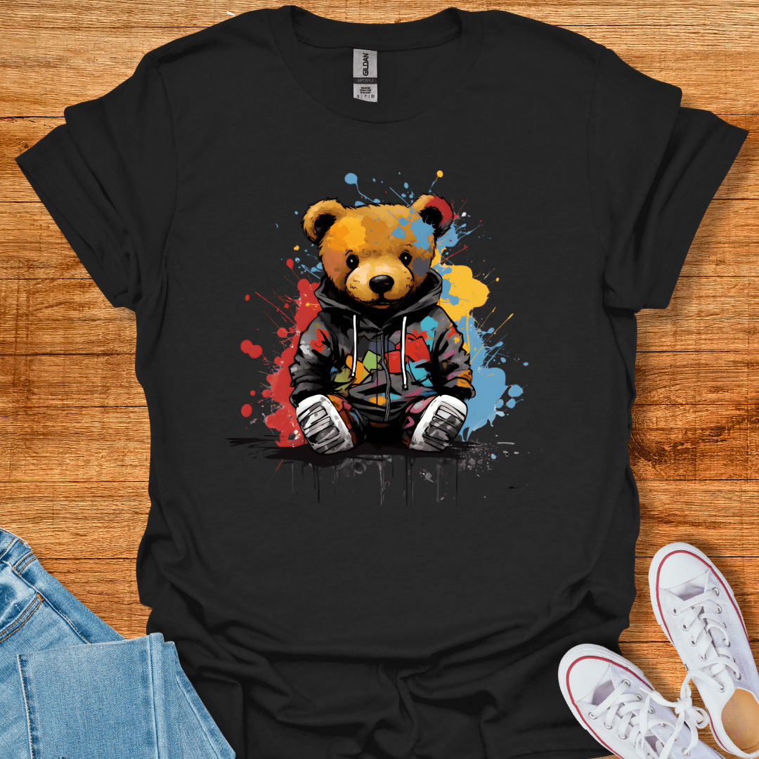 Cool Teds Teddy-Bear Rebel Hugger T-Shirt Black / S