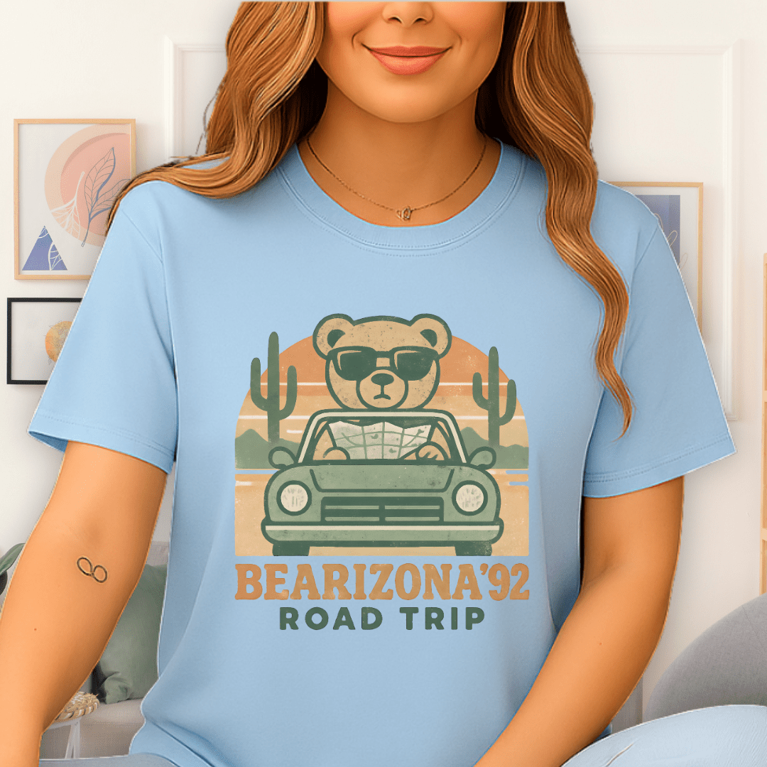 Cool Teds Teddy-Bear Road Trip T-Shirt Light Blue / S