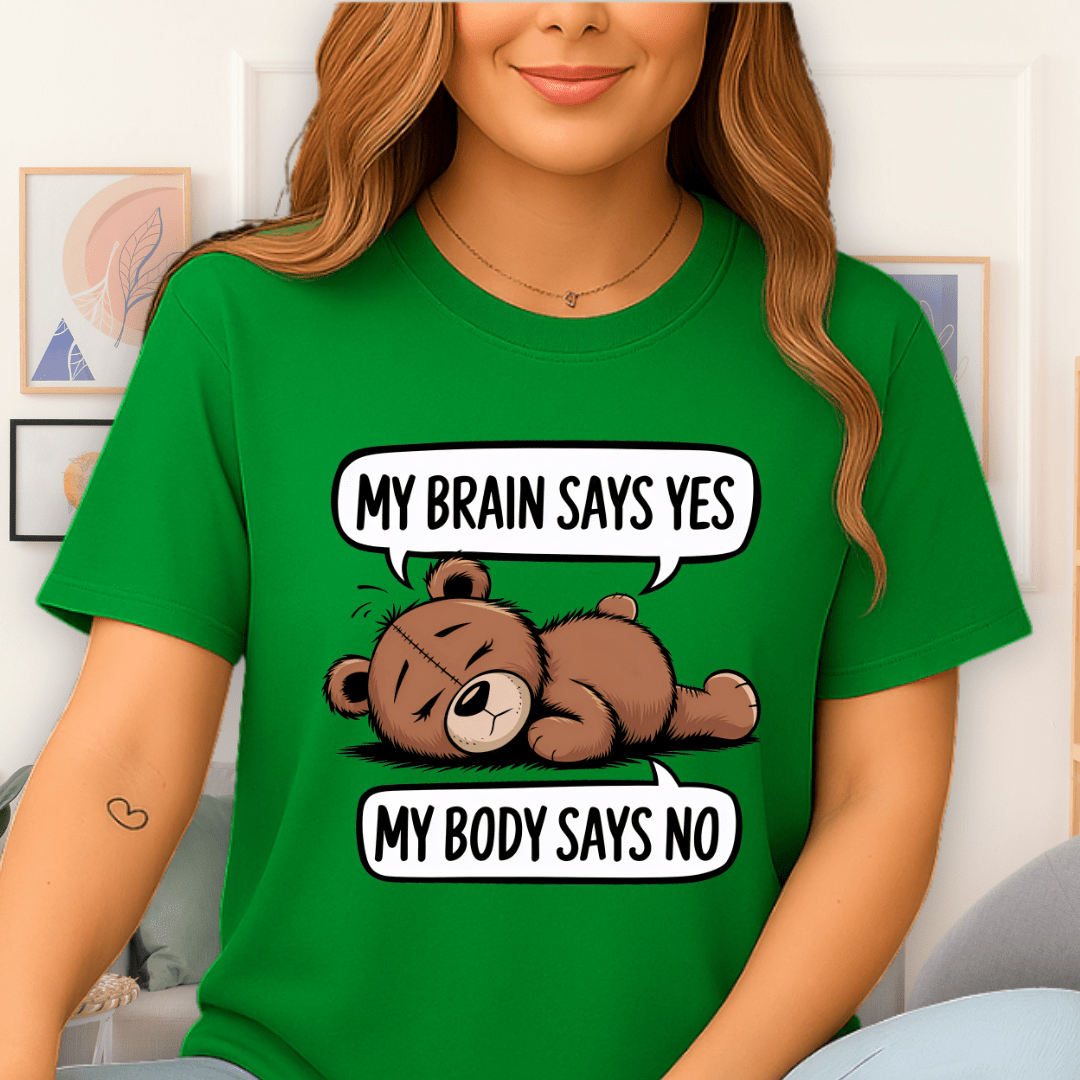 Cool Teds Teddy-Bear My Brain says Yes T-Shirt Irish Green / S