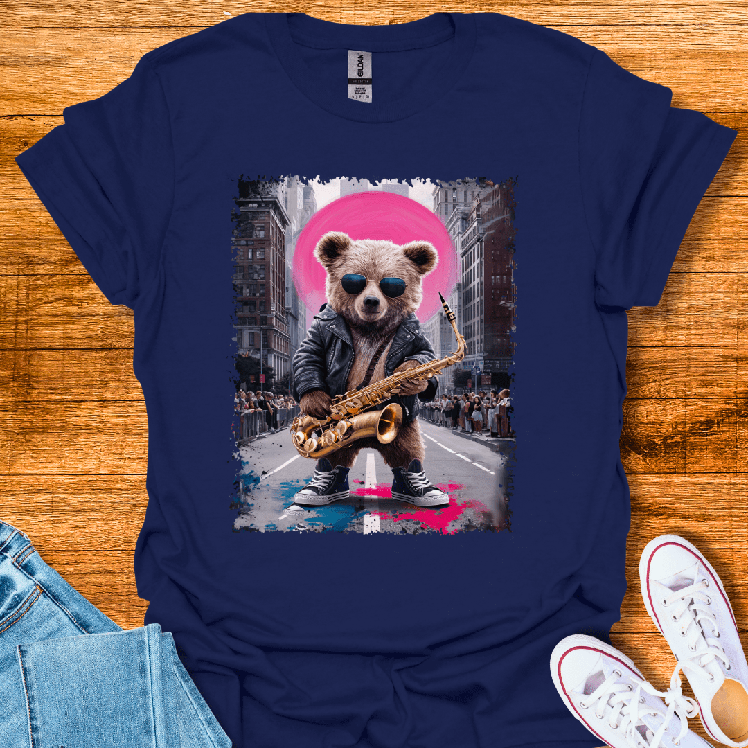Cool Teds Teddy-Bear Sax Avenue T-Shirt Navy / S