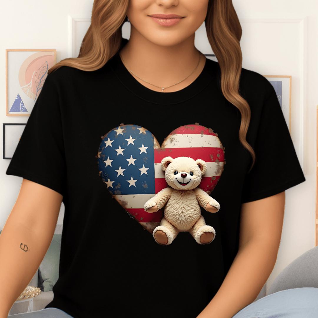Patriotic Heart T-Shirt Black