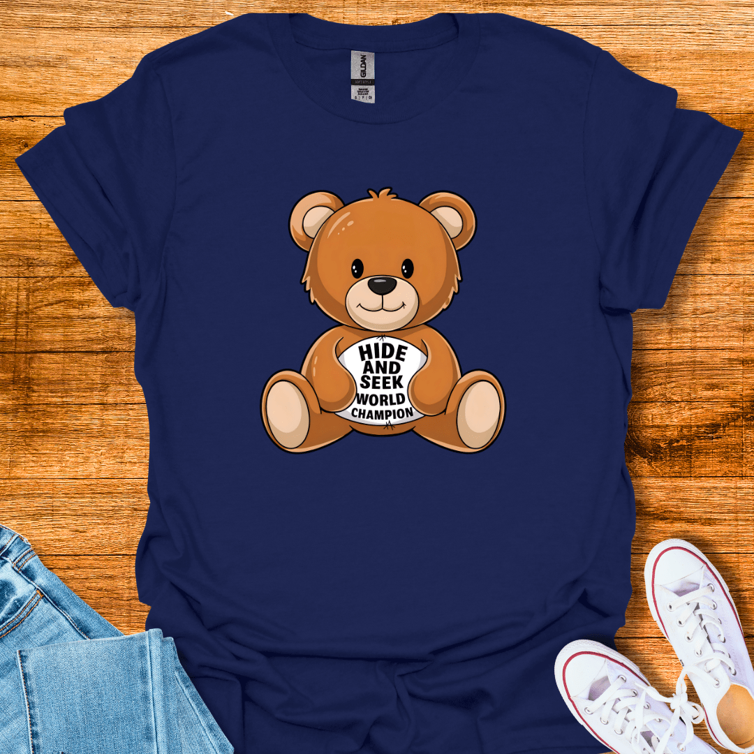 Cool Teds Teddy-Bear Hide & Seek T-Shirt Navy / S