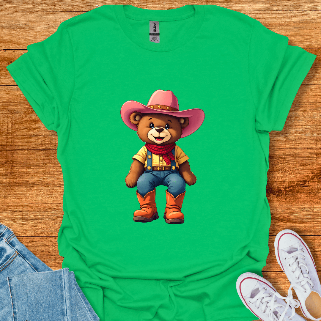 Cool Teds Teddy-Bear Happy Cowgirl T-Shirt Irish Green / S