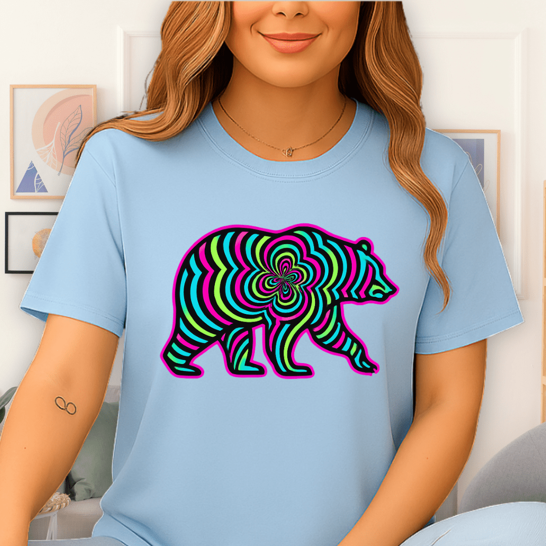 Cool Teds Teddy-Bear Fractal Bear T-Shirt Light Blue / S