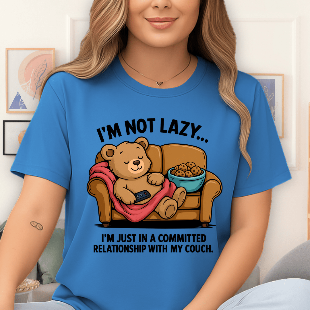 Cool Teds Teddy-Bear Not Lazy T-Shirt Sapphire / S
