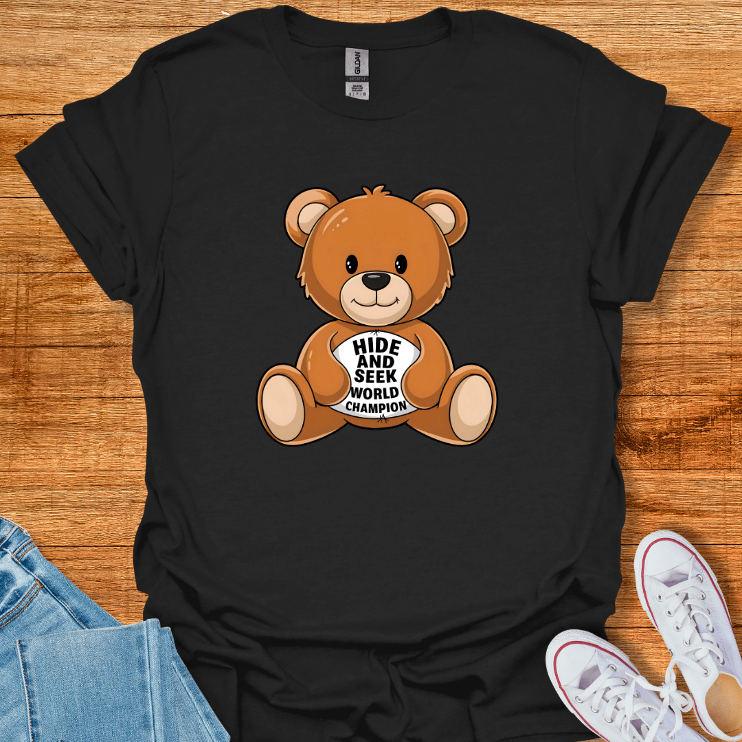 Cool Teds Teddy-Bear Hide & Seek T-Shirt Black / S