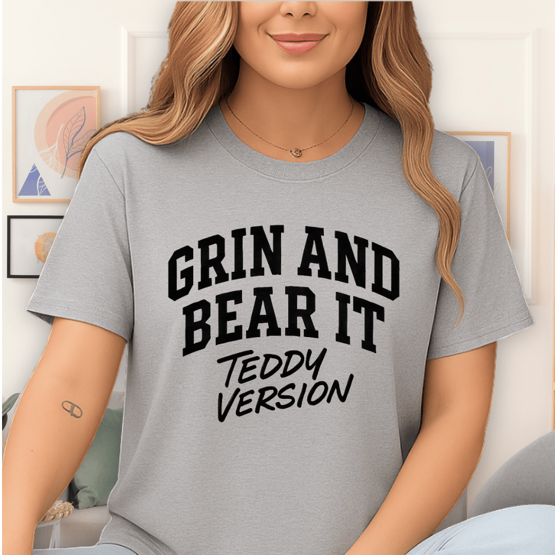 Cool Teds Teddy-Bear Grin & Bear T-Shirt Sport Grey / S
