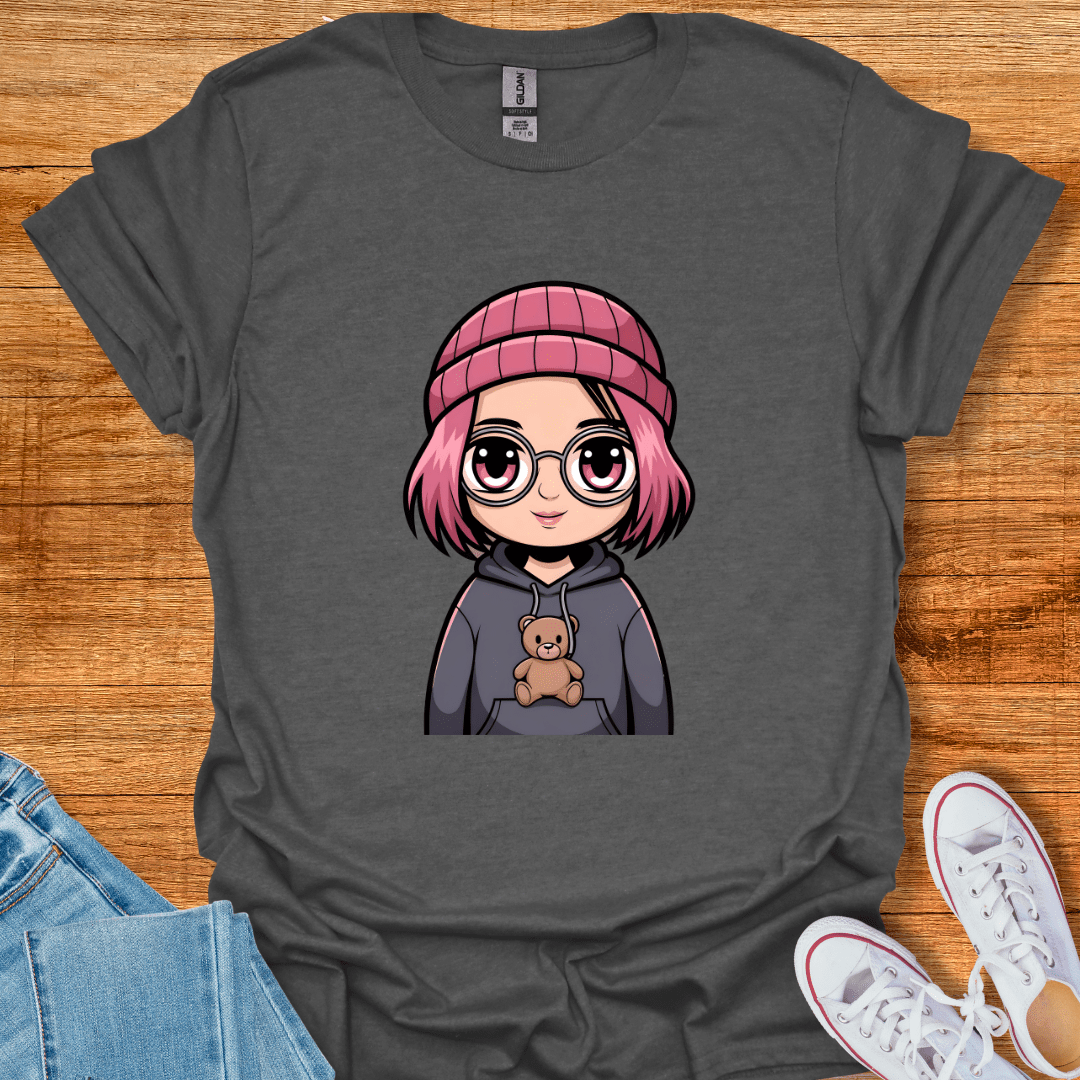 Cool Teds Teddy-Bear Beanie Girl T-Shirt Dark Heather / S