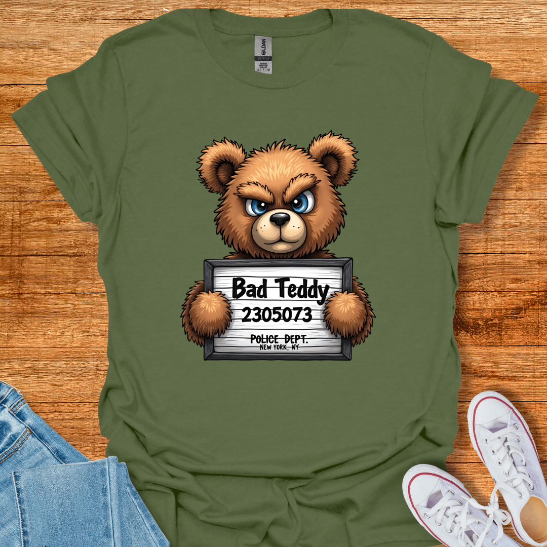 Cool Teds Teddy-Bear Bad Teddy T-Shirt Military Green / S