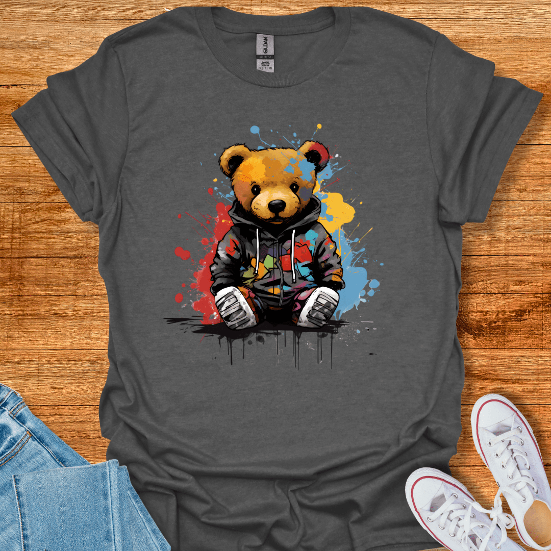 Cool Teds Teddy-Bear Rebel Hugger T-Shirt Dark Heather / S
