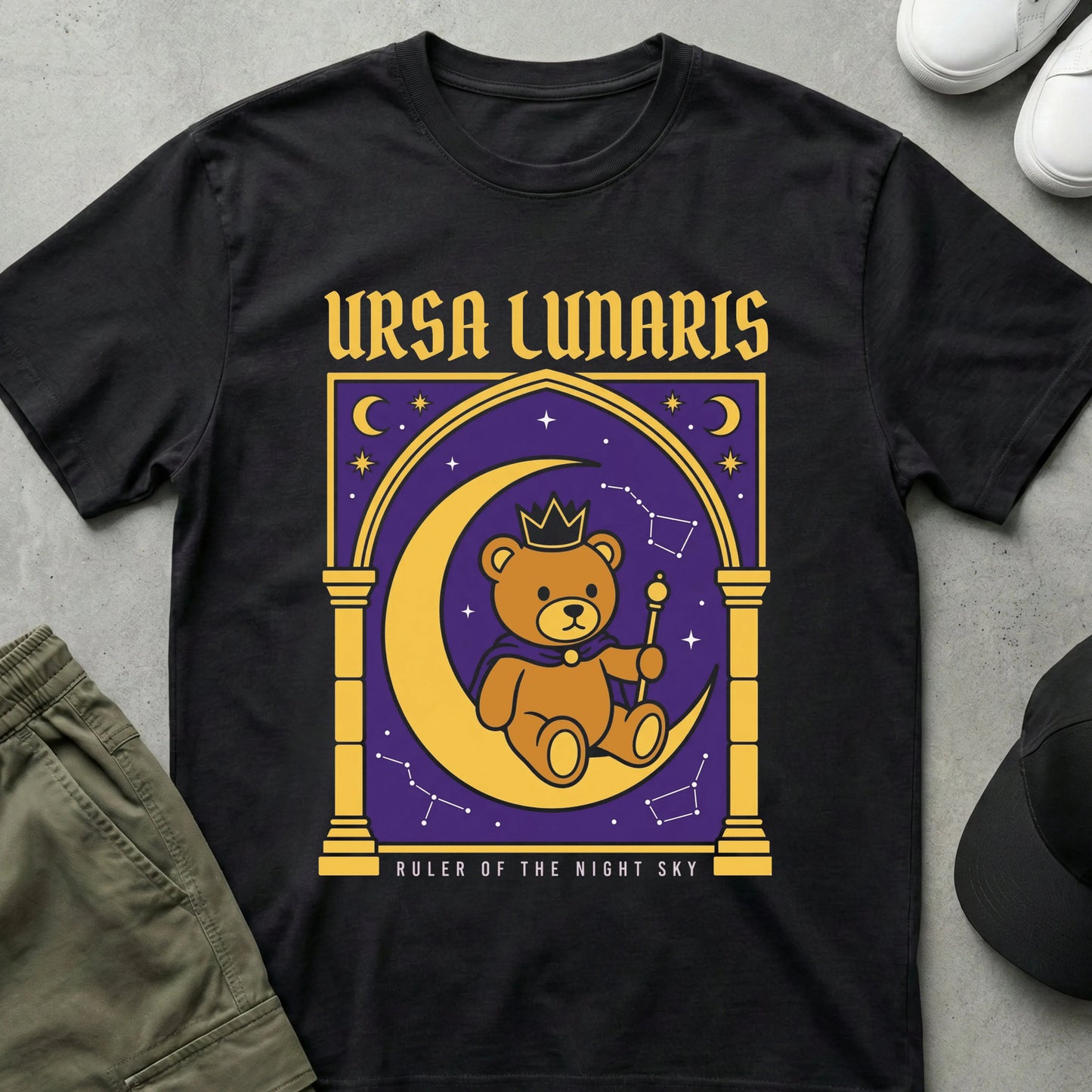 Cool Teds Teddy-Bear Ursa Lunaris T-Shirt Black / S
