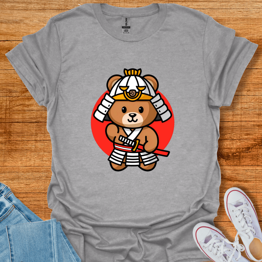 Cool Teds Teddy-Bear Happy Samurai T-Shirt Sport Grey / S