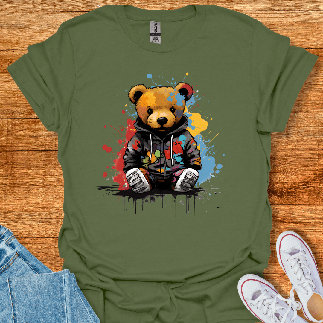 Cool Teds Teddy-Bear Rebel Hugger T-Shirt Military Green / S