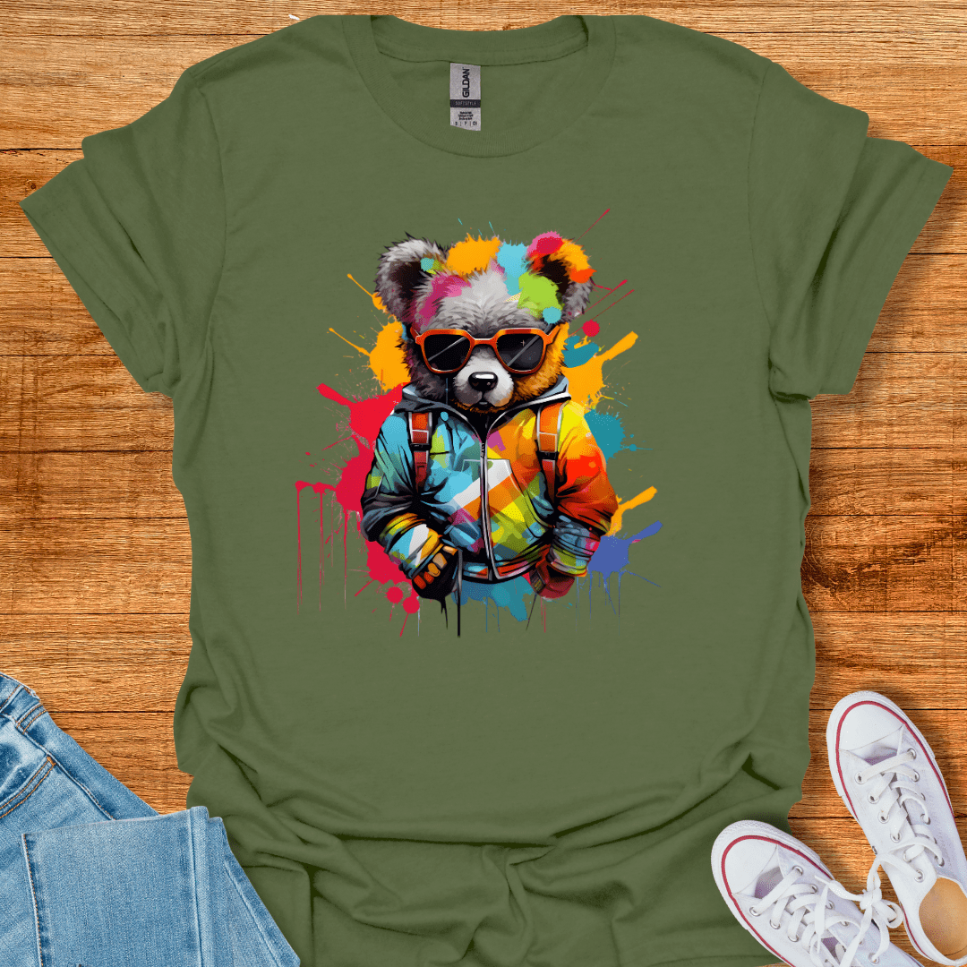 Cool Teds Teddy-Bear Splash Bear T-Shirt Military Green / S
