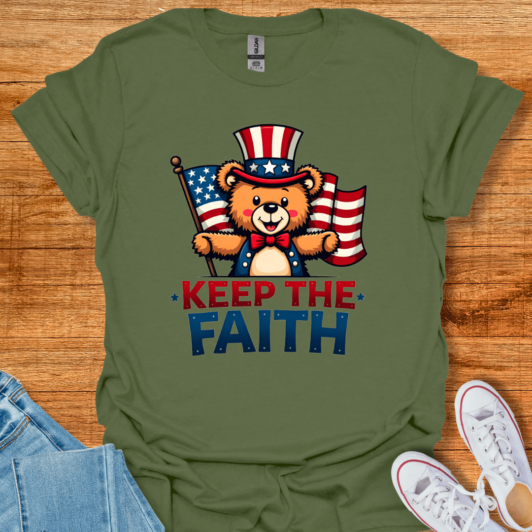 Patriotic Teddy T-Shirt Military Green
