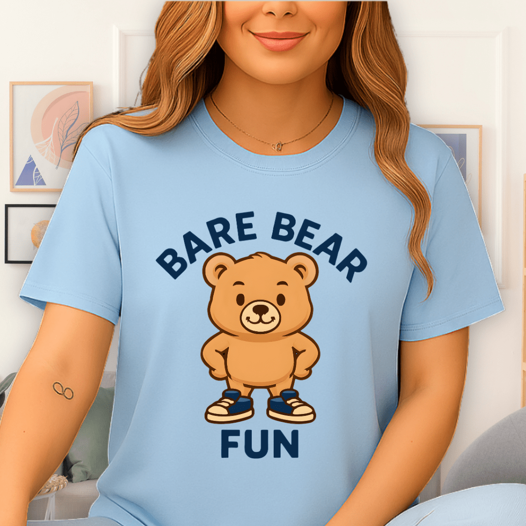 Cool Teds Teddy-Bear Bare Bear Fun T-Shirt Light Blue / S