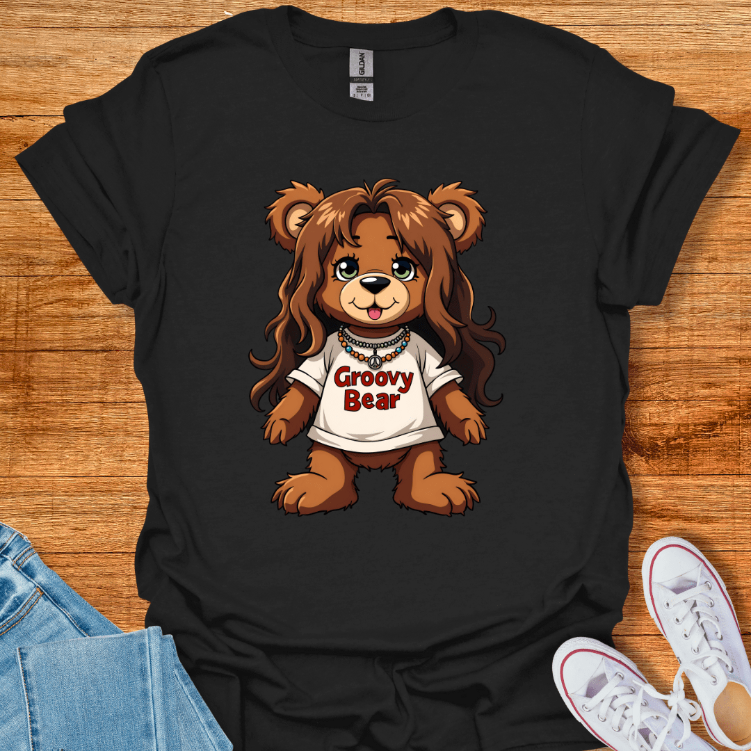 Cool Teds Teddy-Bear Groovy Bear T-Shirt Black / S