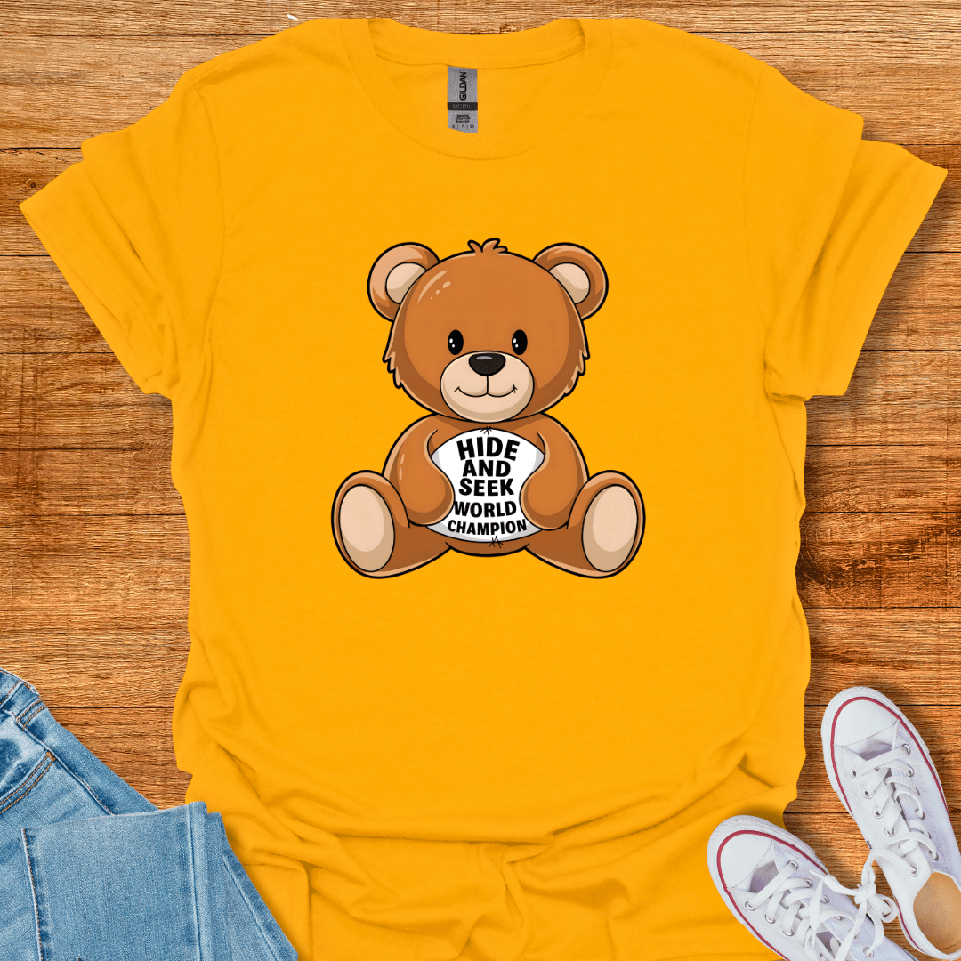 Cool Teds Teddy-Bear Hide & Seek T-Shirt Gold / S