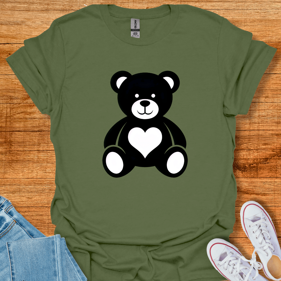 Cool Teds Teddy-Bear Teddy Heart T-Shirt Military Green / S