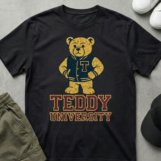 Printify Teddy-Bear Varsity Bear T-Shirt Black / S