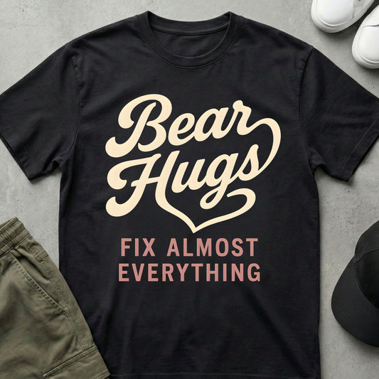 Printify Teddy-Bear Bear Hug Fix T-Shirt Black / S