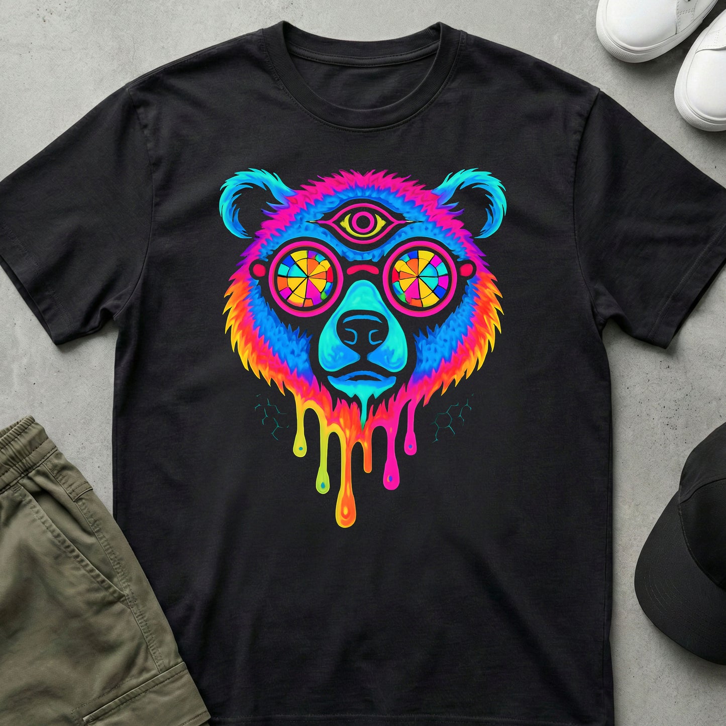 Cool Teds Teddy-Bear Third Eye Bear T-Shirt Black / S