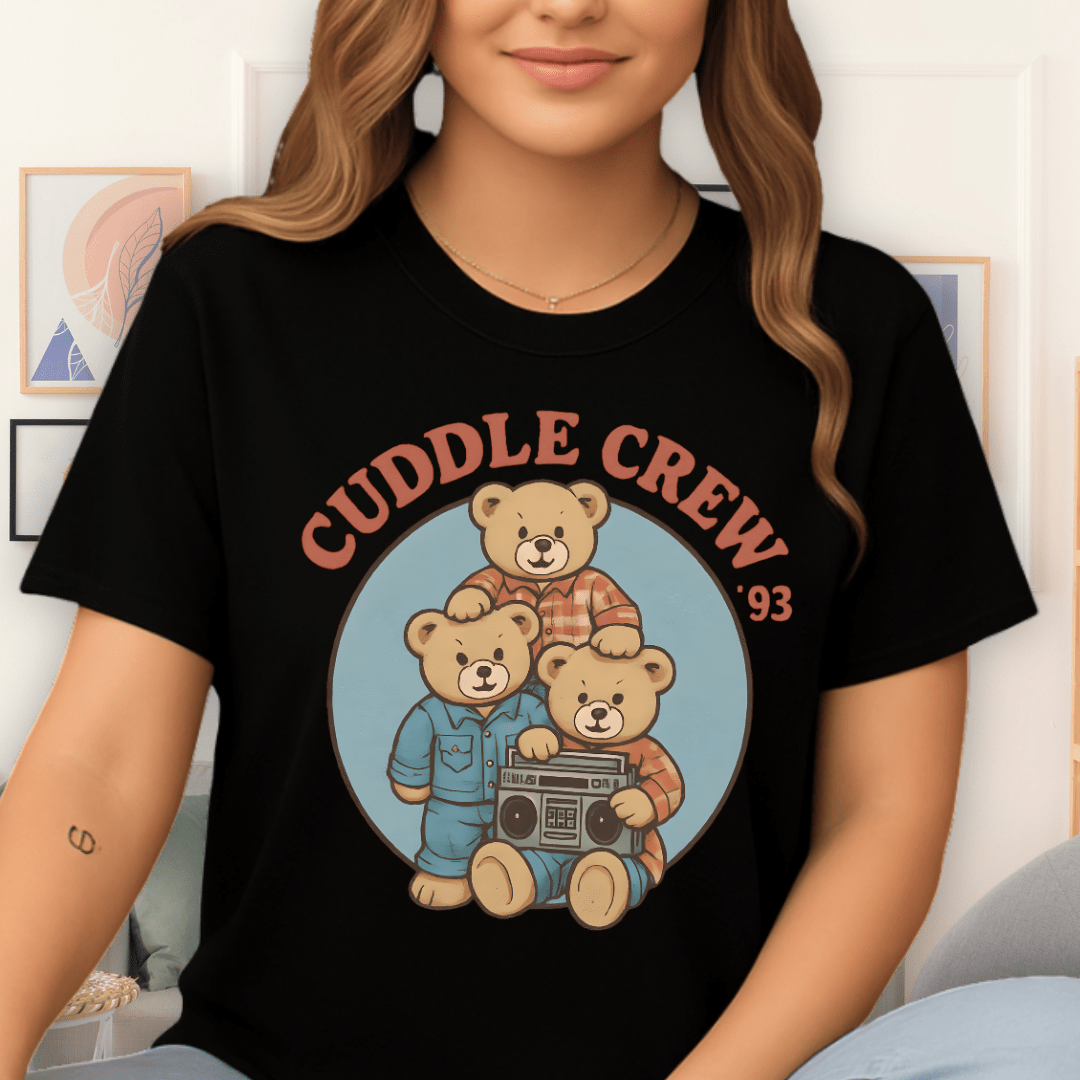 Cool Teds Teddy-Bear Cuddle Crew T-Shirt Black / S
