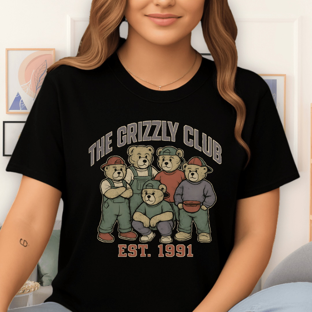 Cool Teds Teddy-Bear The Grizzly Club T-Shirt Black / S
