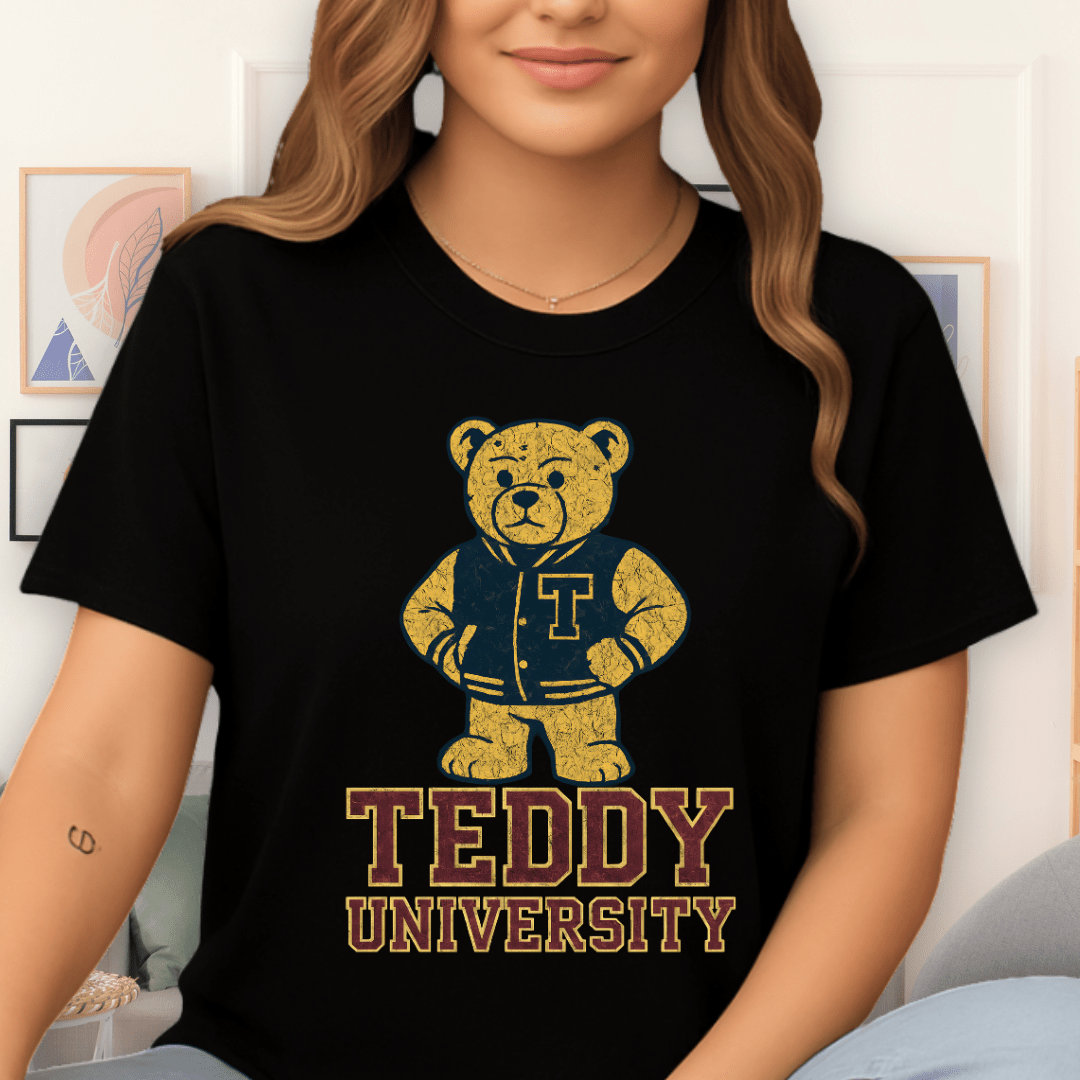Cool Teds Teddy-Bear Varsity Bear T-Shirt Black / S