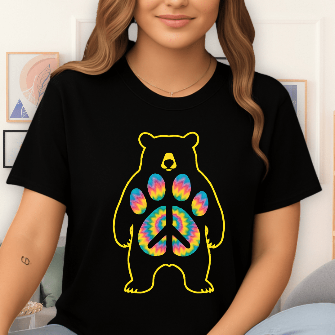 Cool Teds Teddy-Bear Peace Bear T-Shirt Black / S