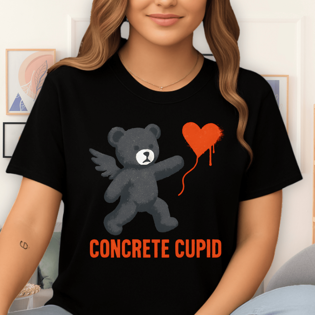 Cool Teds Teddy-Bear Concrete Cupid T-Shirt Black / S