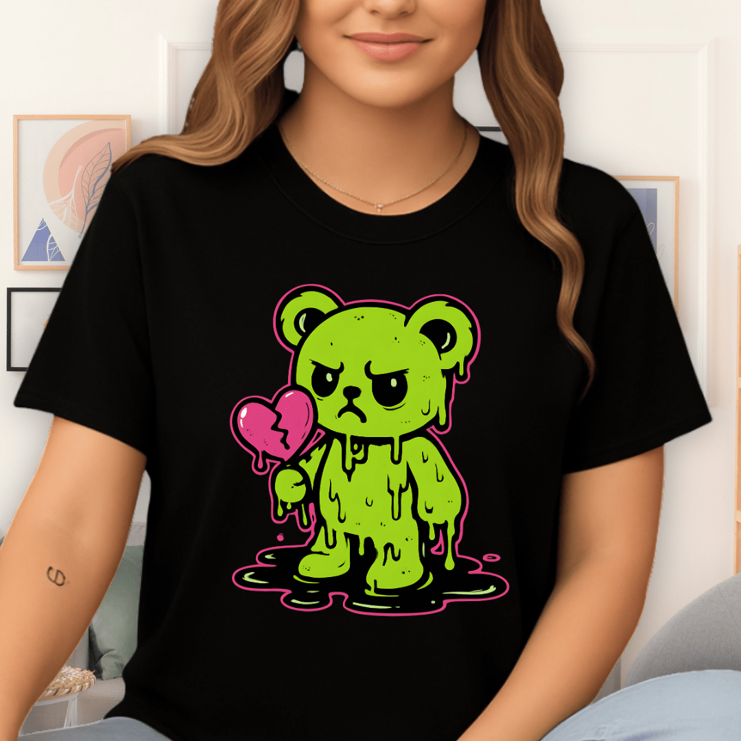 Cool Teds Teddy-Bear Melted Heart T-Shirt Black / S