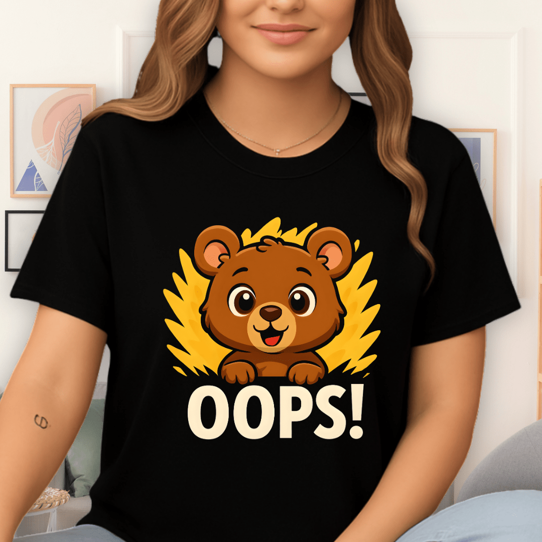 Cool Teds Teddy-Bear Oops T-Shirt Black / S
