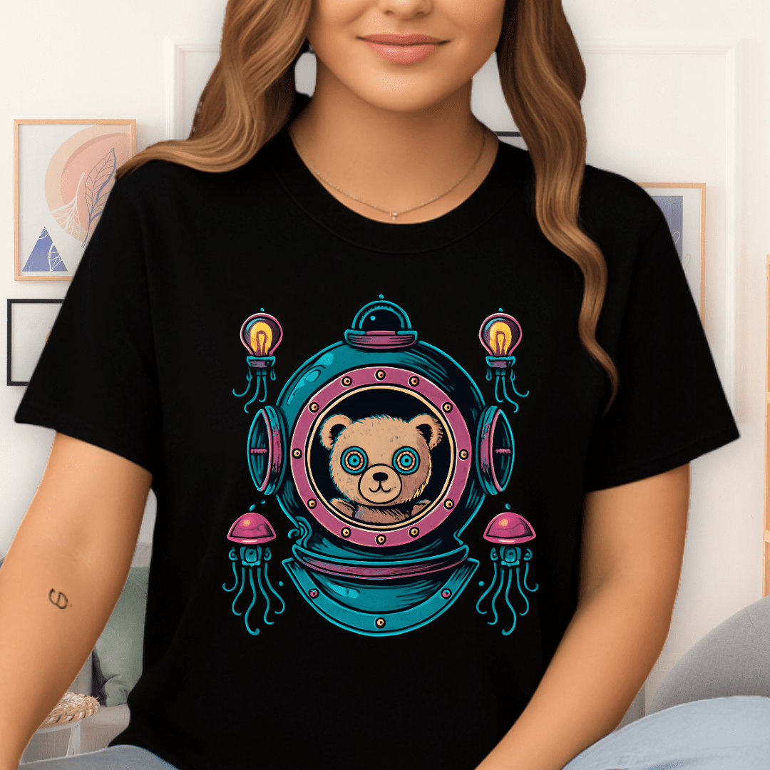 Cool Teds Teddy-Bear Steampunk Diver T-Shirt Black / S