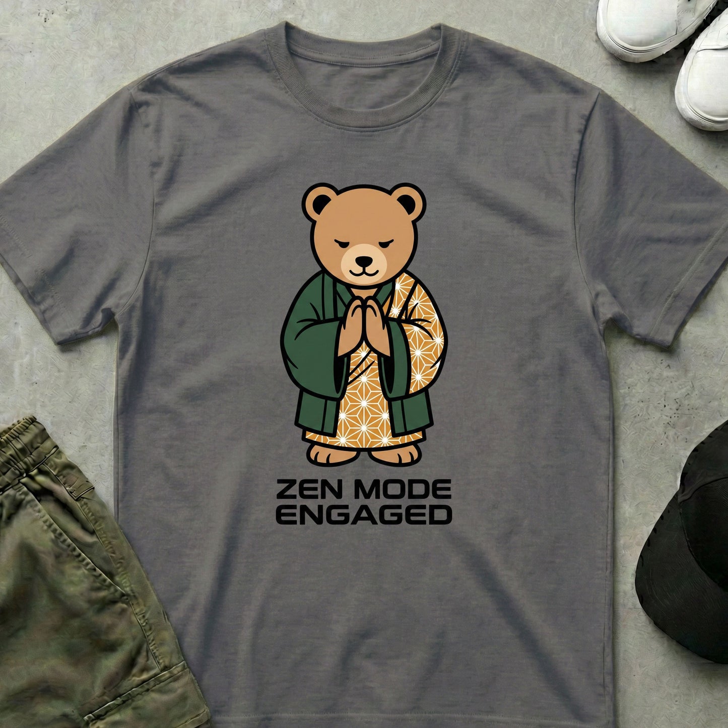 Cool Teds Teddy-Bear Zen Mode Engaged T-Shirt Charcoal / S