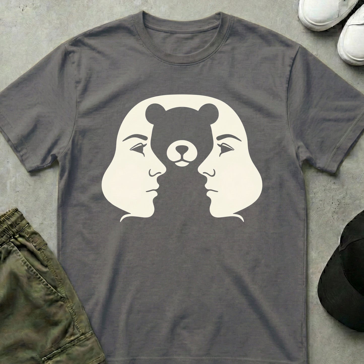 Hidden Bear T-Shirt Charcoal