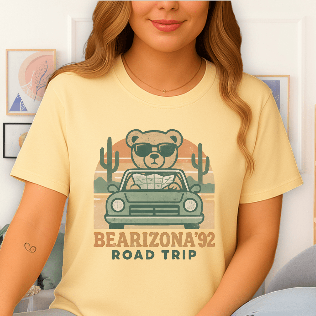 Cool Teds Teddy-Bear Road Trip T-Shirt Cornsilk / S